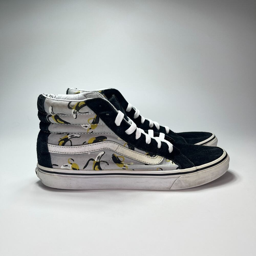Vans off the Wall Andy Warhol Banana Black Women Size 9.5 High Top Skate Shoes